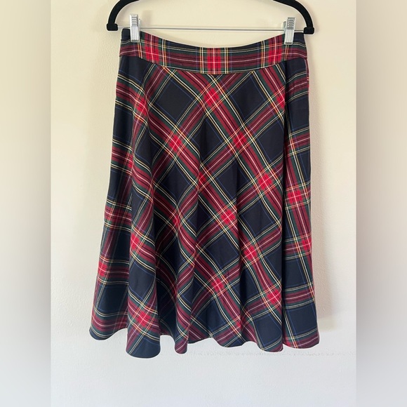 Talbots Red Plaid Wool Blend Fit & Flare Midi Skirt Size 6 - Picture 4 of 8